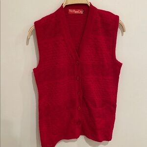 PIYUSH COLLECTION Women's Sleeveless Cardigan Sweater Size XL in Red